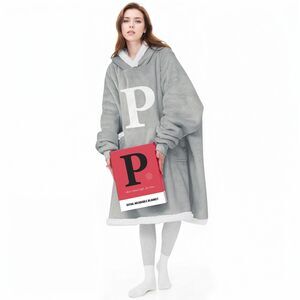 5462 Wearable Blanket Hoodie with Letter A-Z - Oversized Sweatshirt Blanket